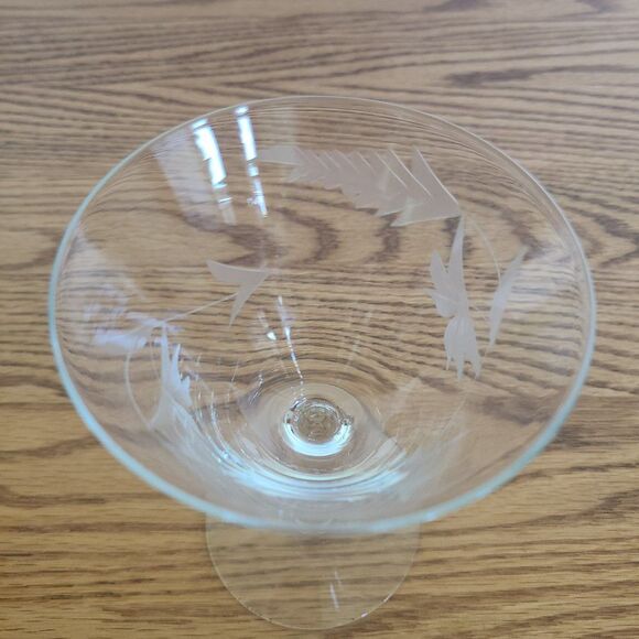 McBride Glass MCB17 Mid-Century Cut Glass Etched Champagne Sherbet Glass Wheat - Picture 12 of 15